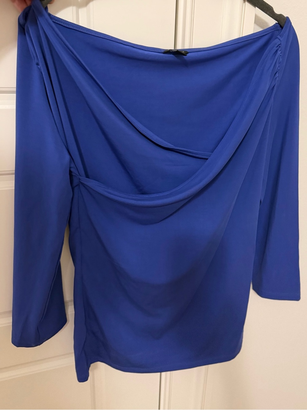 Ann Taylor Royal Blue Draped 3/4 Sleeve Blouse